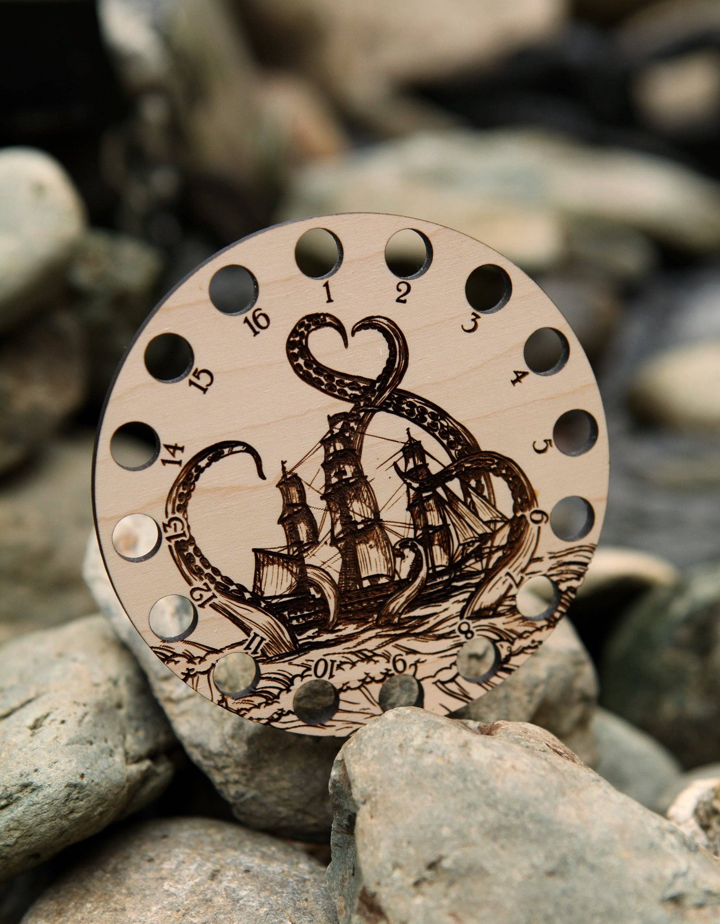 Kraken Squid Ship Embroidery Floss Storage Organizer