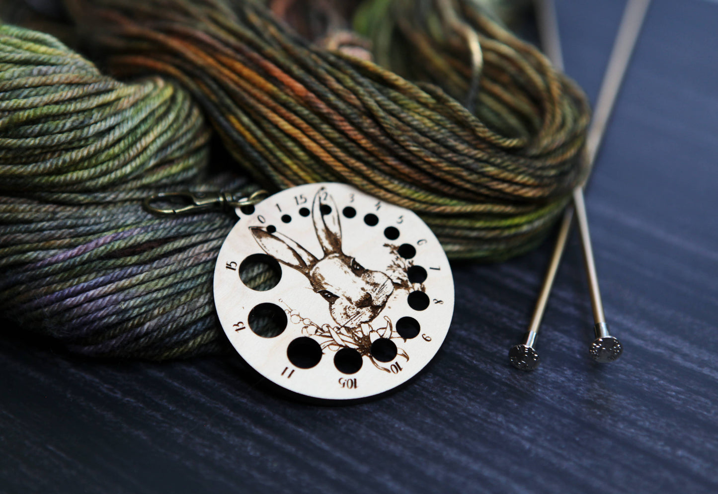 Rabbit in Forest Needle Gauge with Bronze Clasp