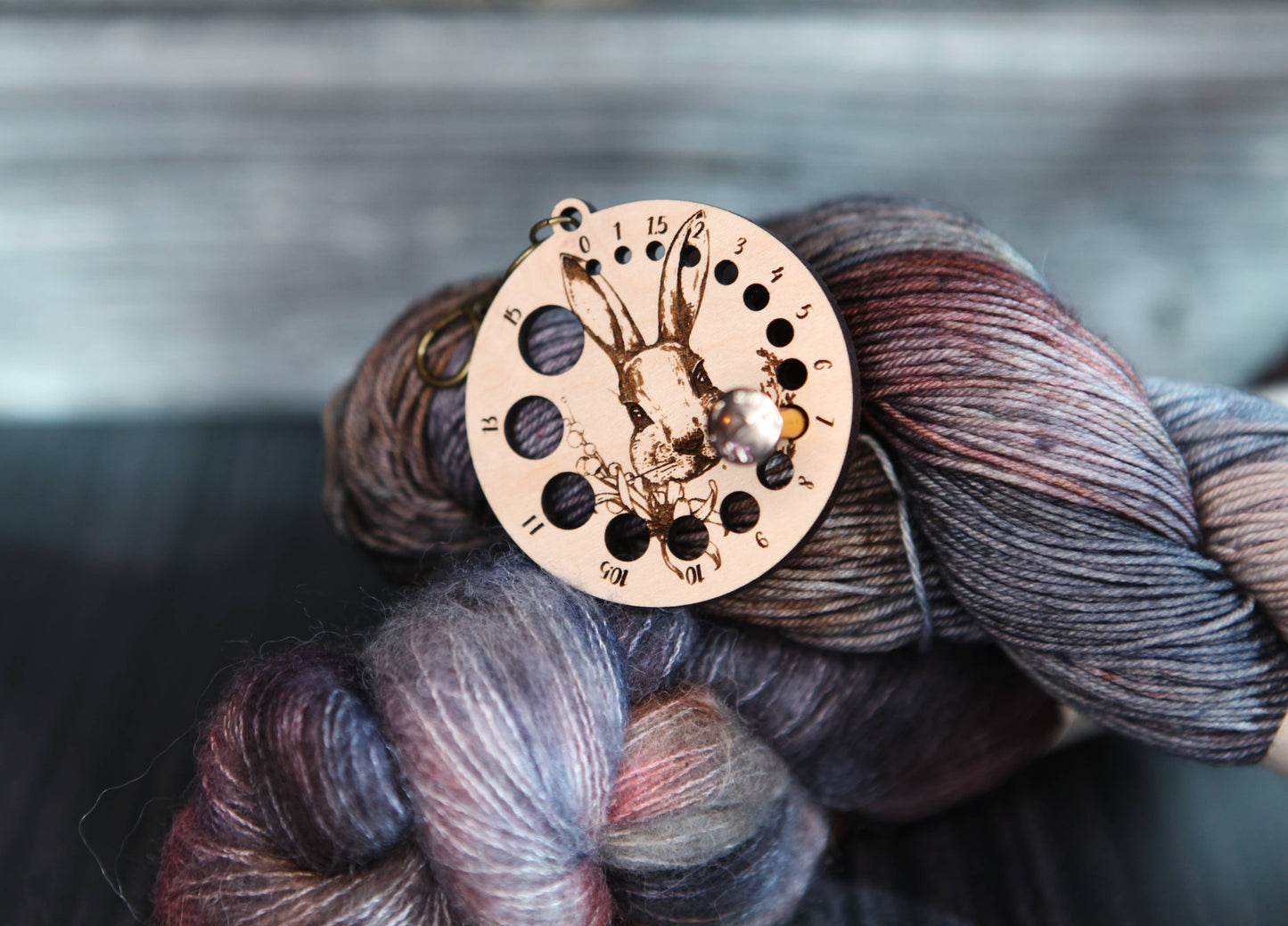 Rabbit in Forest Needle Gauge with Bronze Clasp