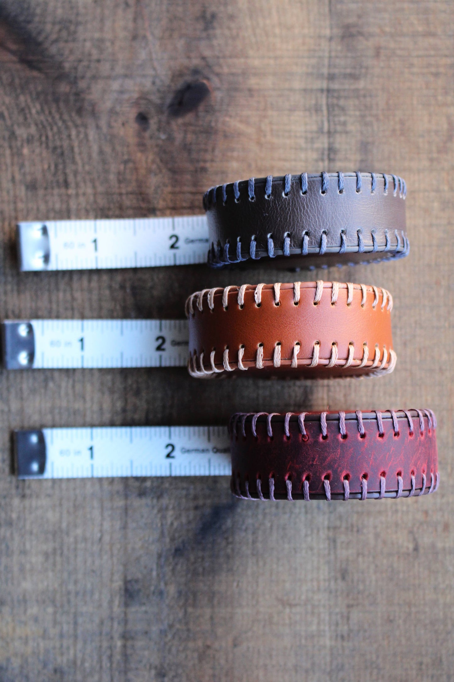 Hand-Stitched Leather Tape Measures
