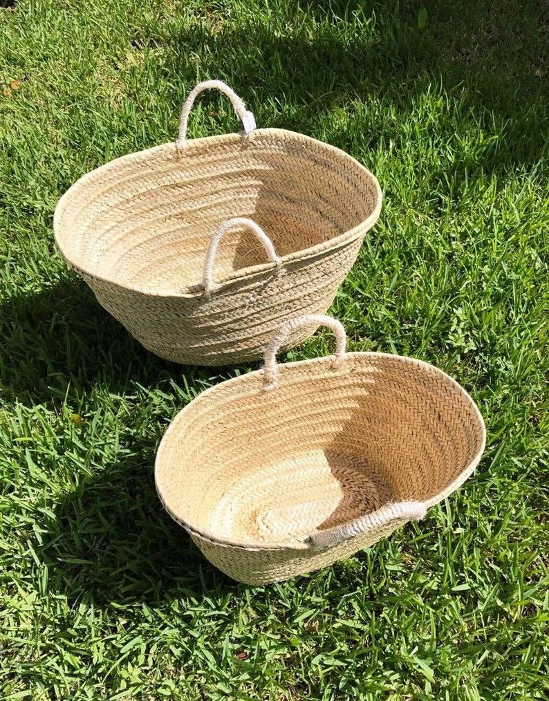 French Basket for shopping, Moroccan Basket, Straw Basket: Large