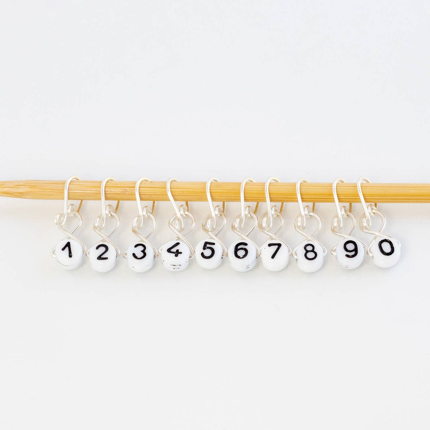 Number Stitch Markers - Silver: Medium (up to 8) / Melody Ring