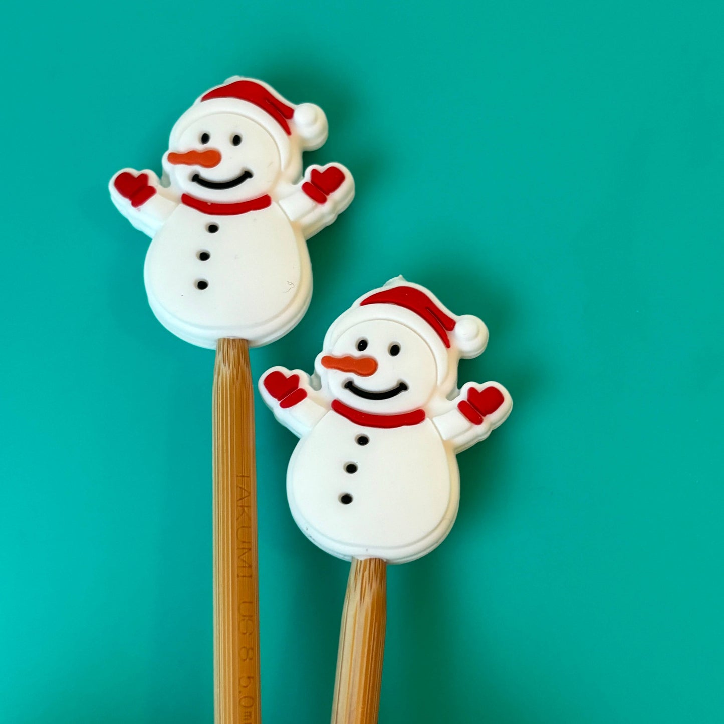 Knitting Needle Point Protectors Snowman Winter Notions: Red