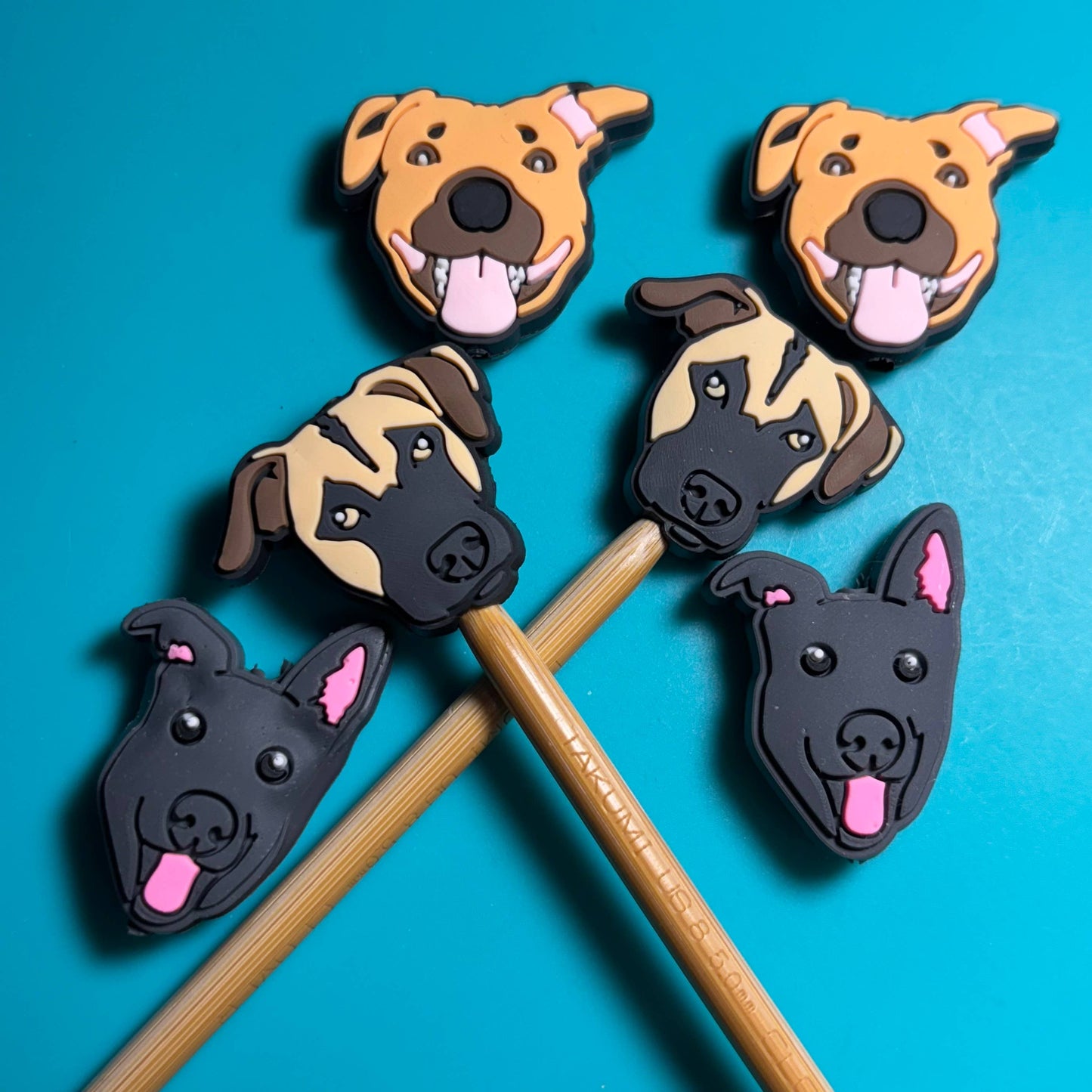 Knitting Needle Point Protectors - Various Dog Breeds : Beige (tongue)