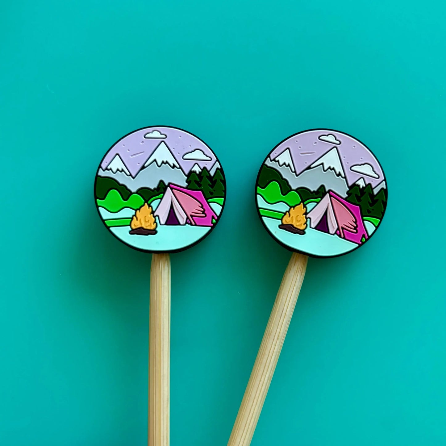 Camping Nature Hiking - Knitting Needle Point Protectors: Blue