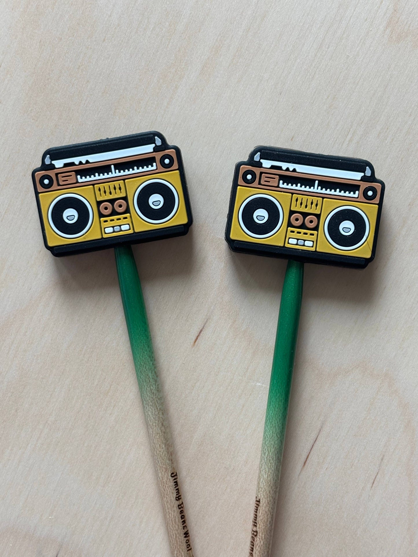 Knitting Needle Point Protectors - Retro Boom Box Music