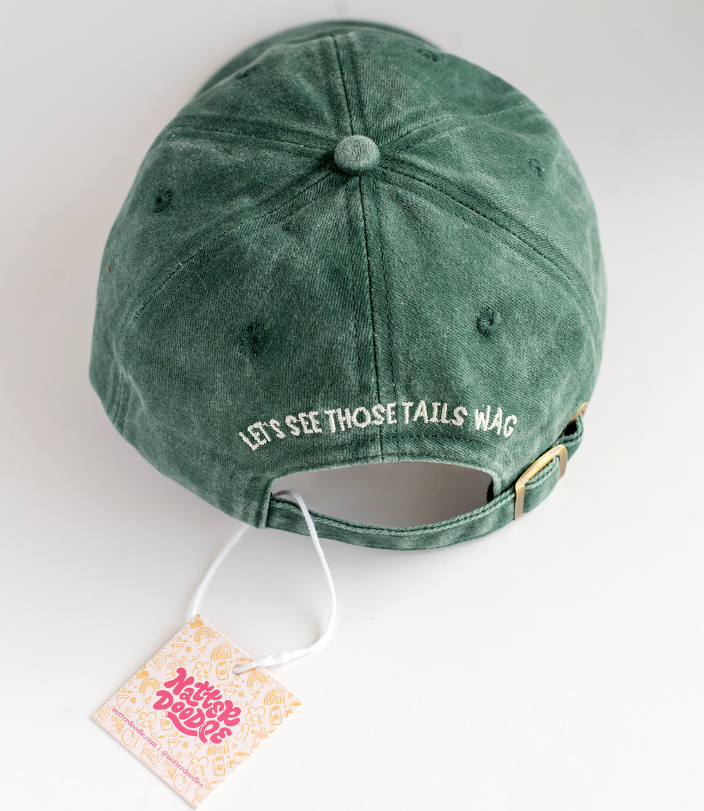 Here to Pet All the Dogs Green Dad Cap Pet Lover Baseball
