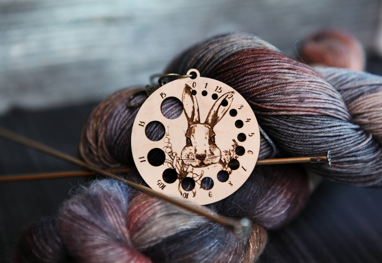 Rabbit in Forest Needle Gauge with Bronze Clasp