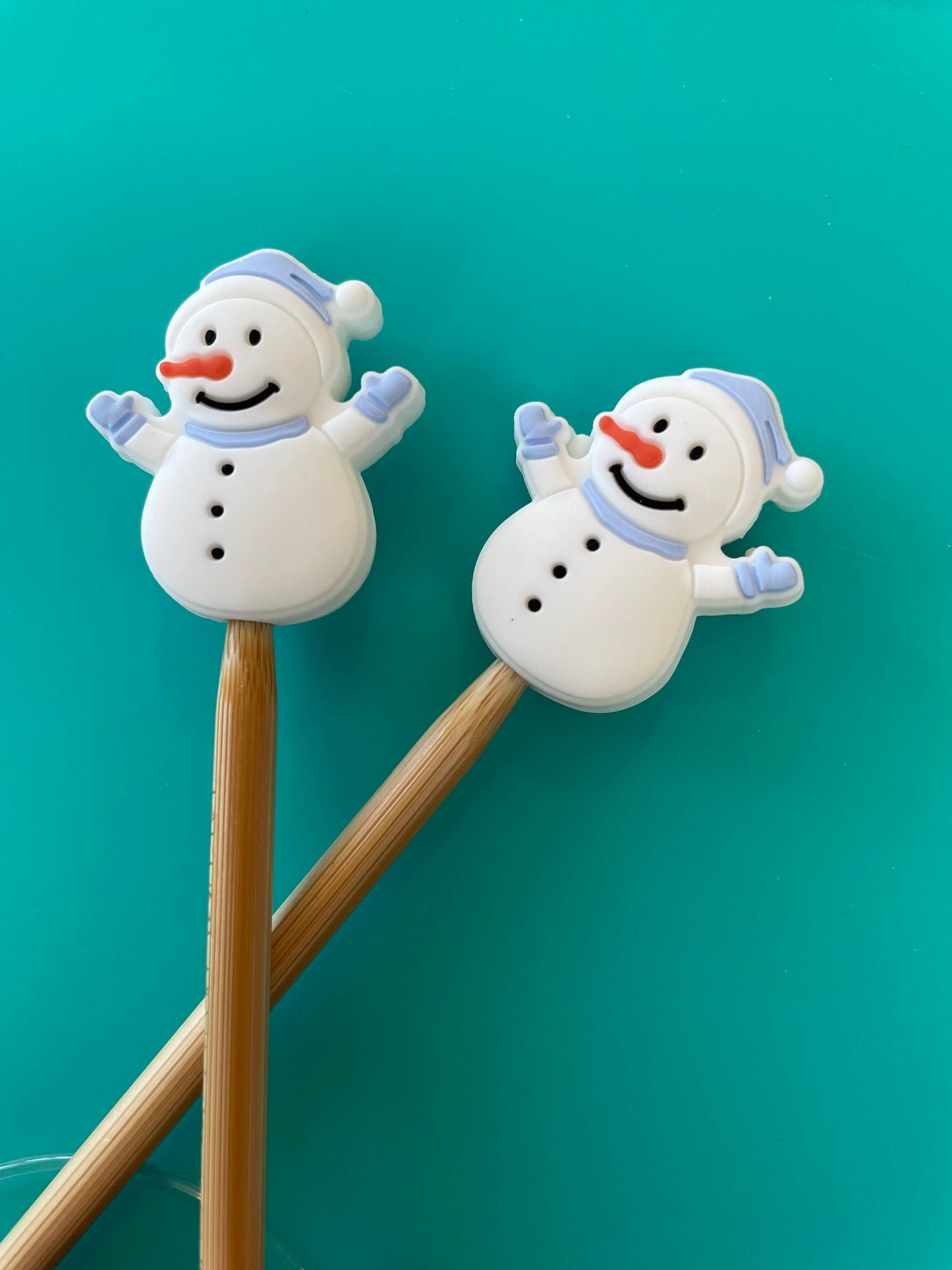 Knitting Needle Point Protectors Snowman Winter Notions: Red