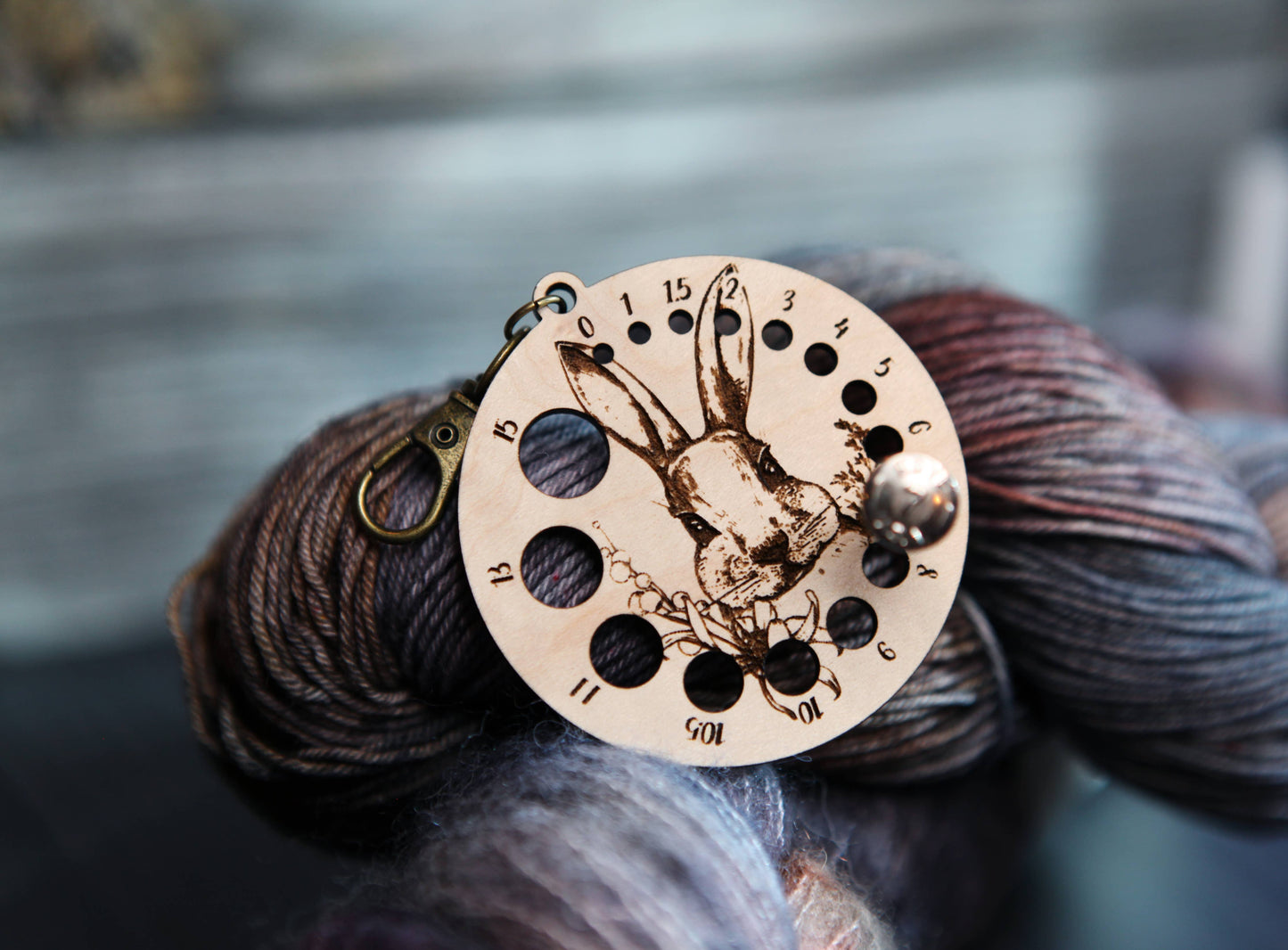 Rabbit in Forest Needle Gauge with Bronze Clasp