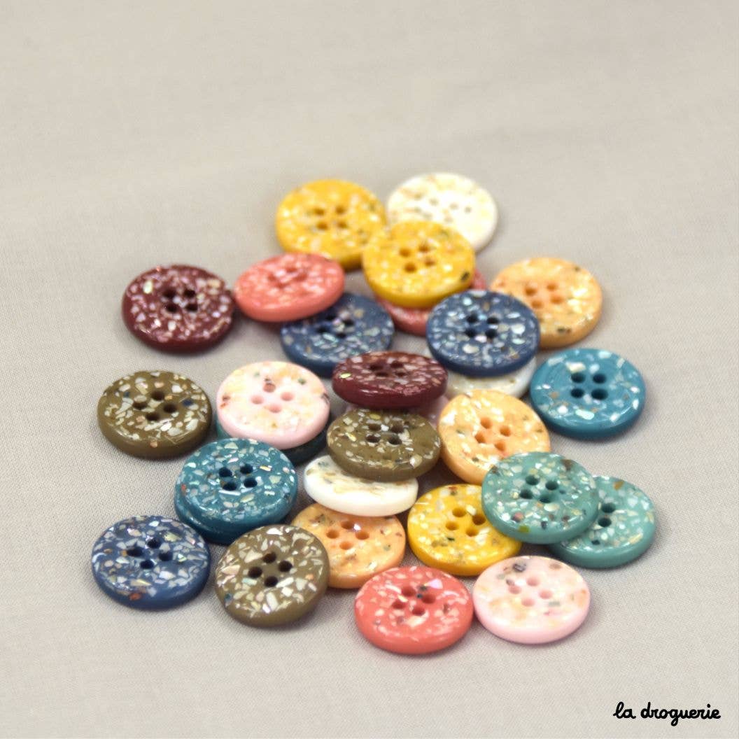 "Pretty Pebbles" Button 15 mm - Button 15 mm: Petrol Blue