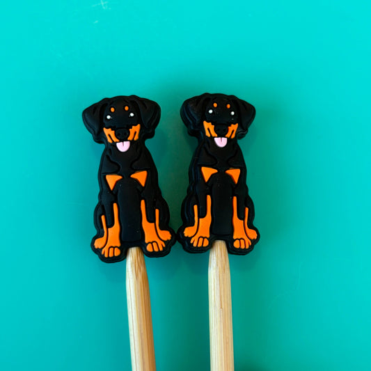 Doberman Black Dog Pet Knitting Needle Point Protectors