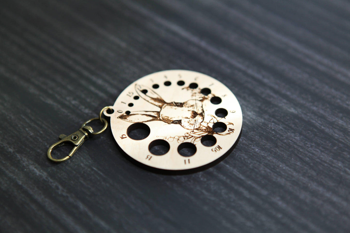 Rabbit in Forest Needle Gauge with Bronze Clasp
