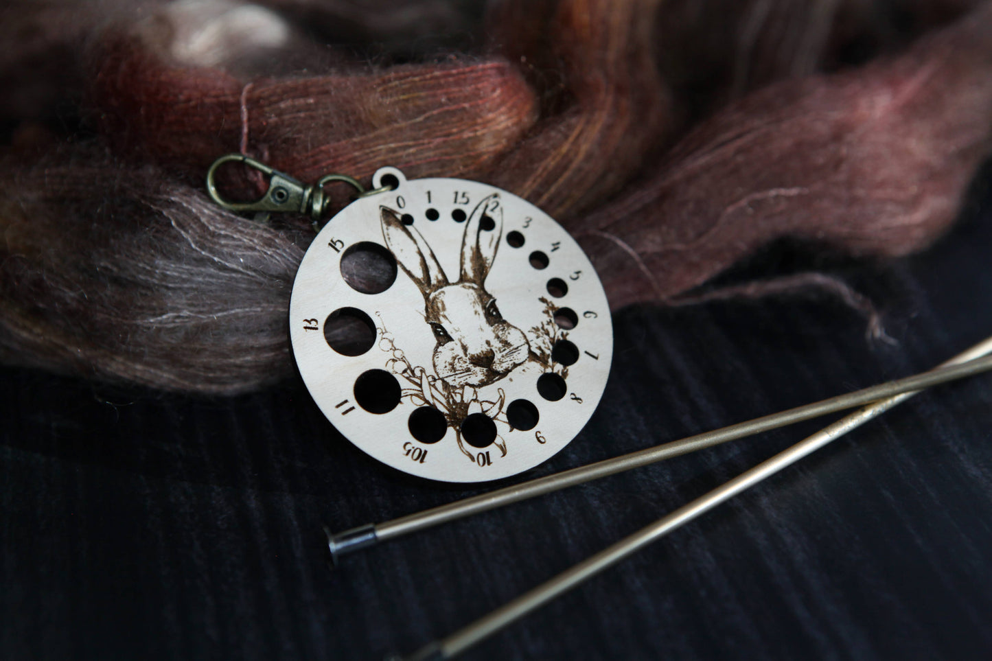 Rabbit in Forest Needle Gauge with Bronze Clasp
