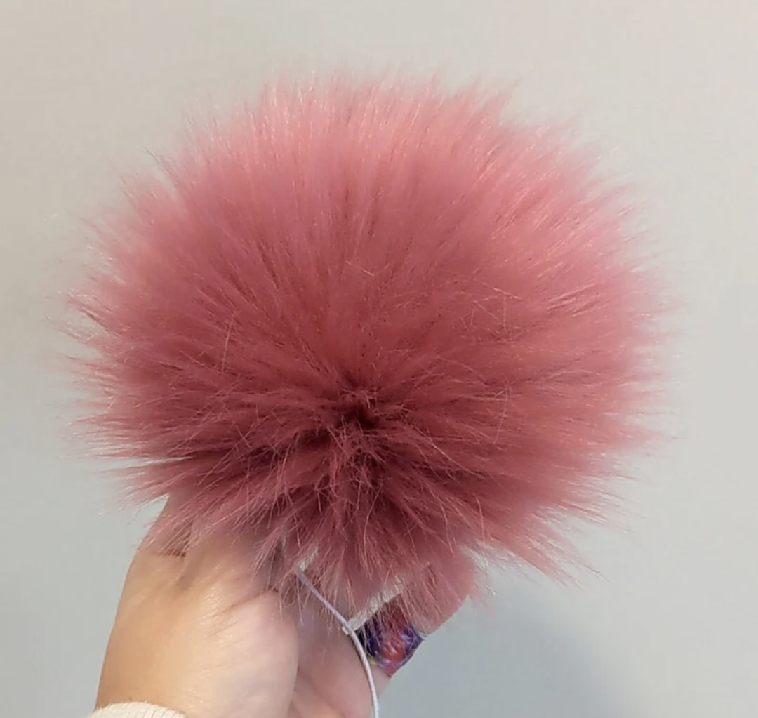 7" Detachable Faux Fur Pom Pom - Mauve Pink