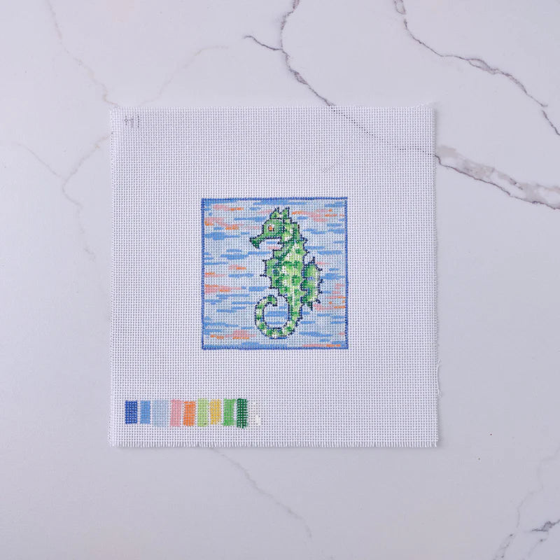 "Sea Horse" - Hand Painted Needlepoint Canvas
