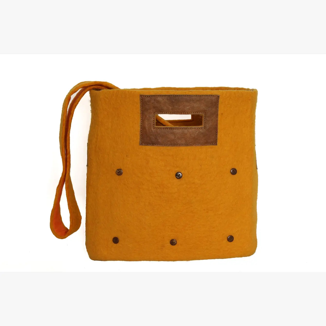 Fibres of Life - Felt and Leather Tote Bag with Buttons