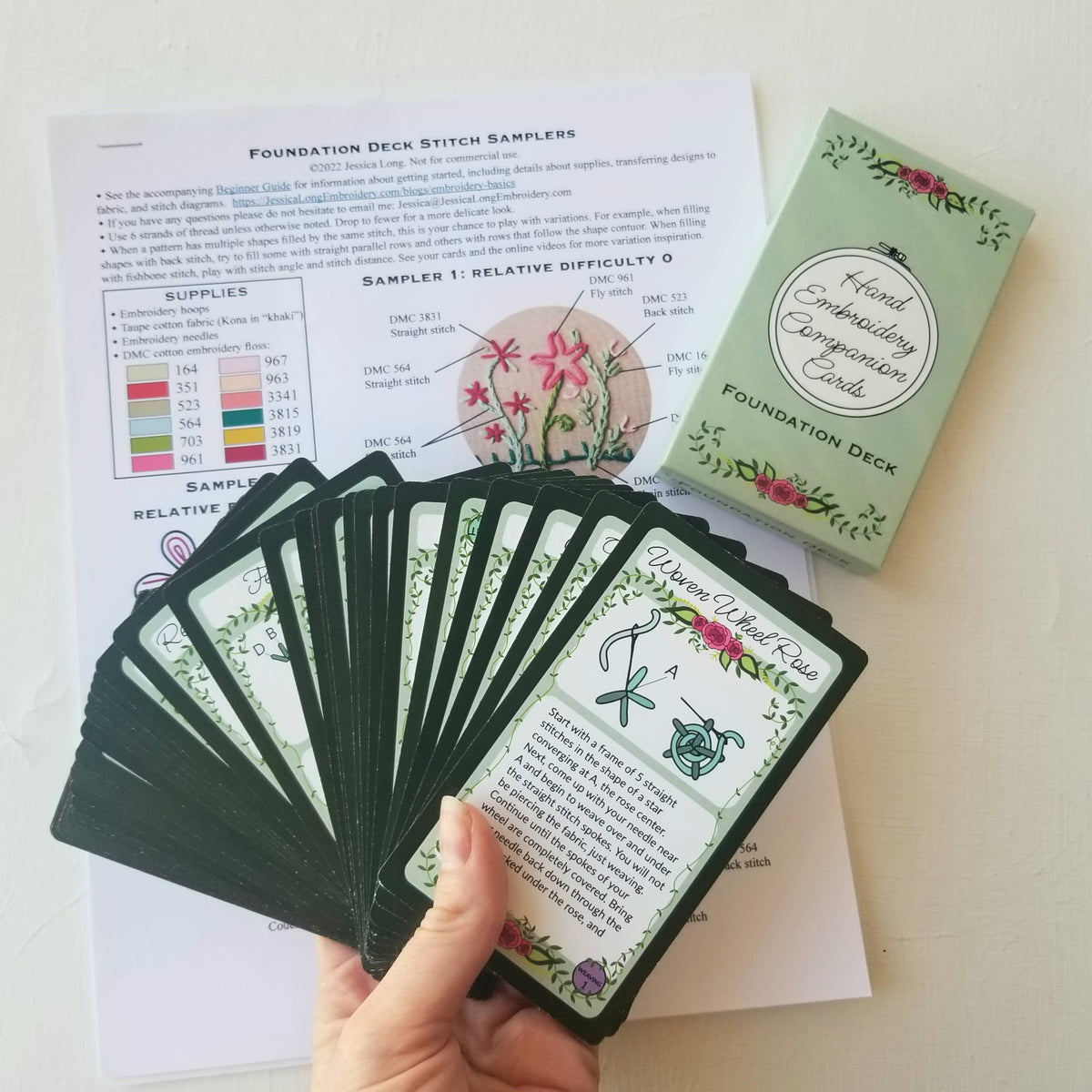 Tarjetas de consulta para bordado a mano de Jessica Long Embroidery