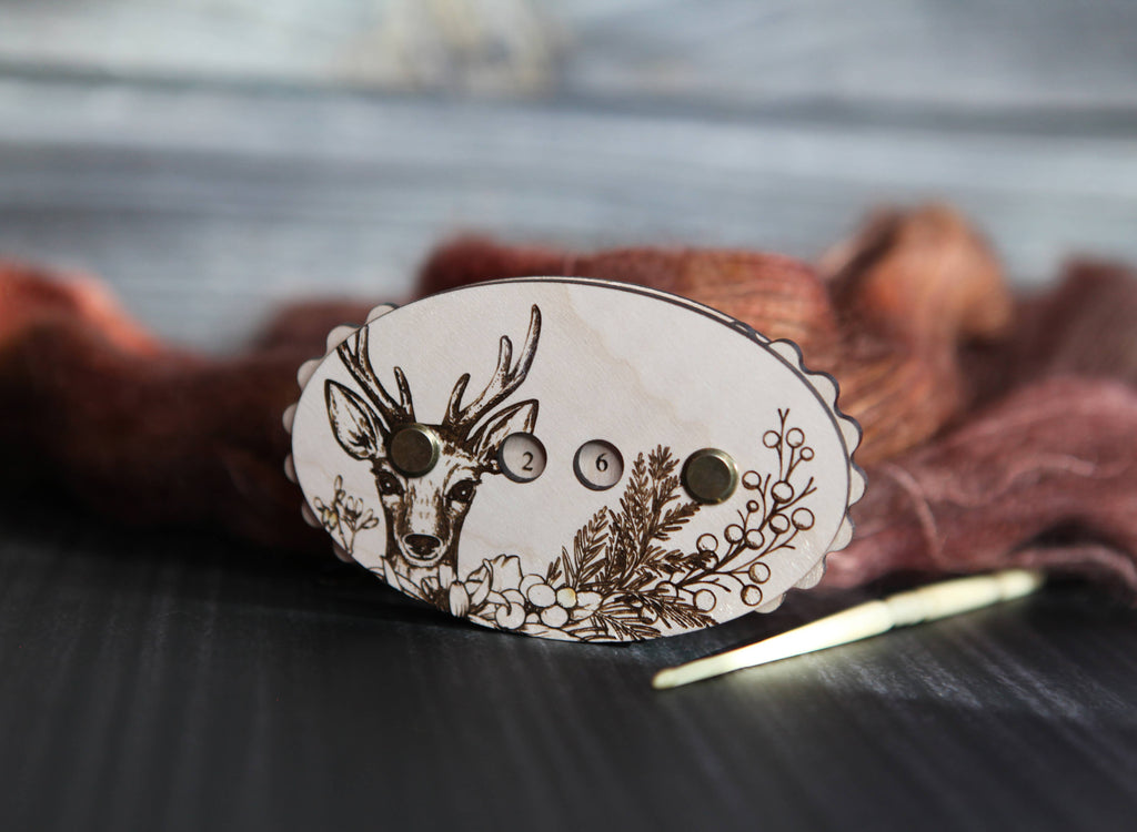 Deer in Forest Knitting and Crochet Row Counter by Sunrise Grove