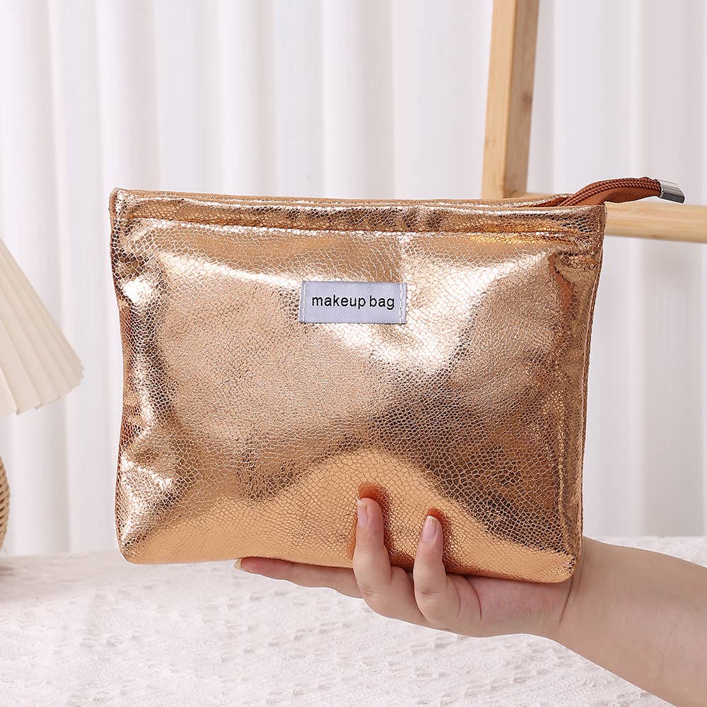 Mini Makeup Bag, Cute Small Makeup Bag for Purse: Gold