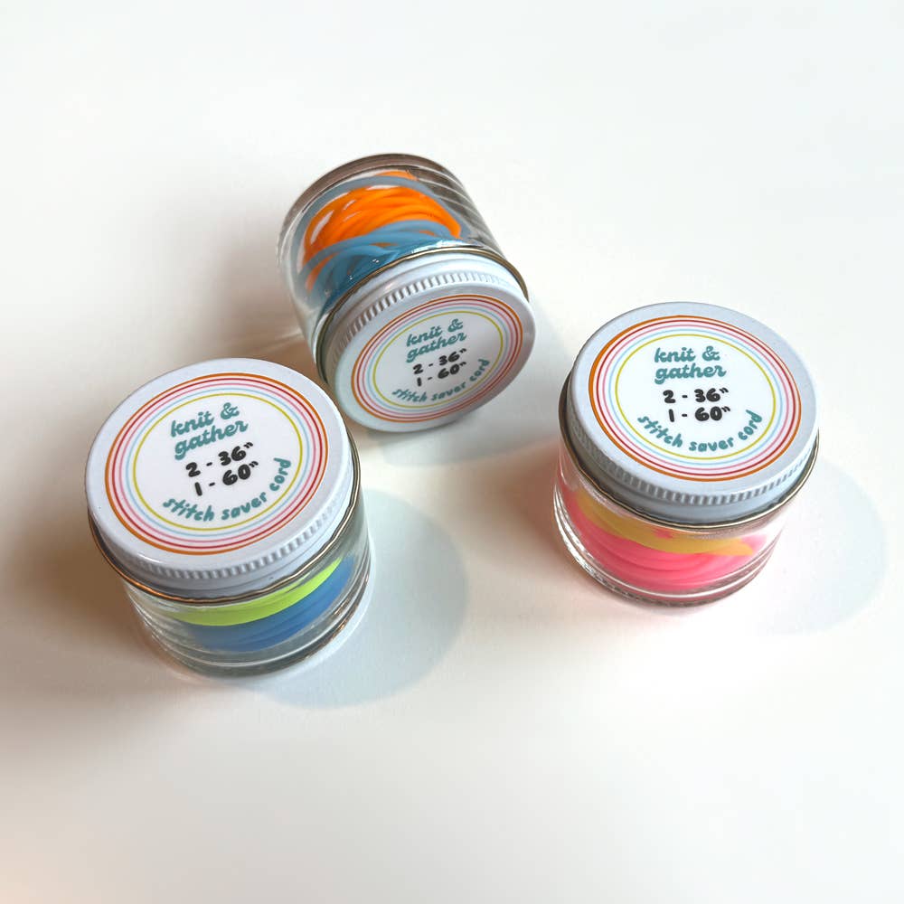 Knitting Stitch Saver Cords: Yellow & Pink by Knit & Gather