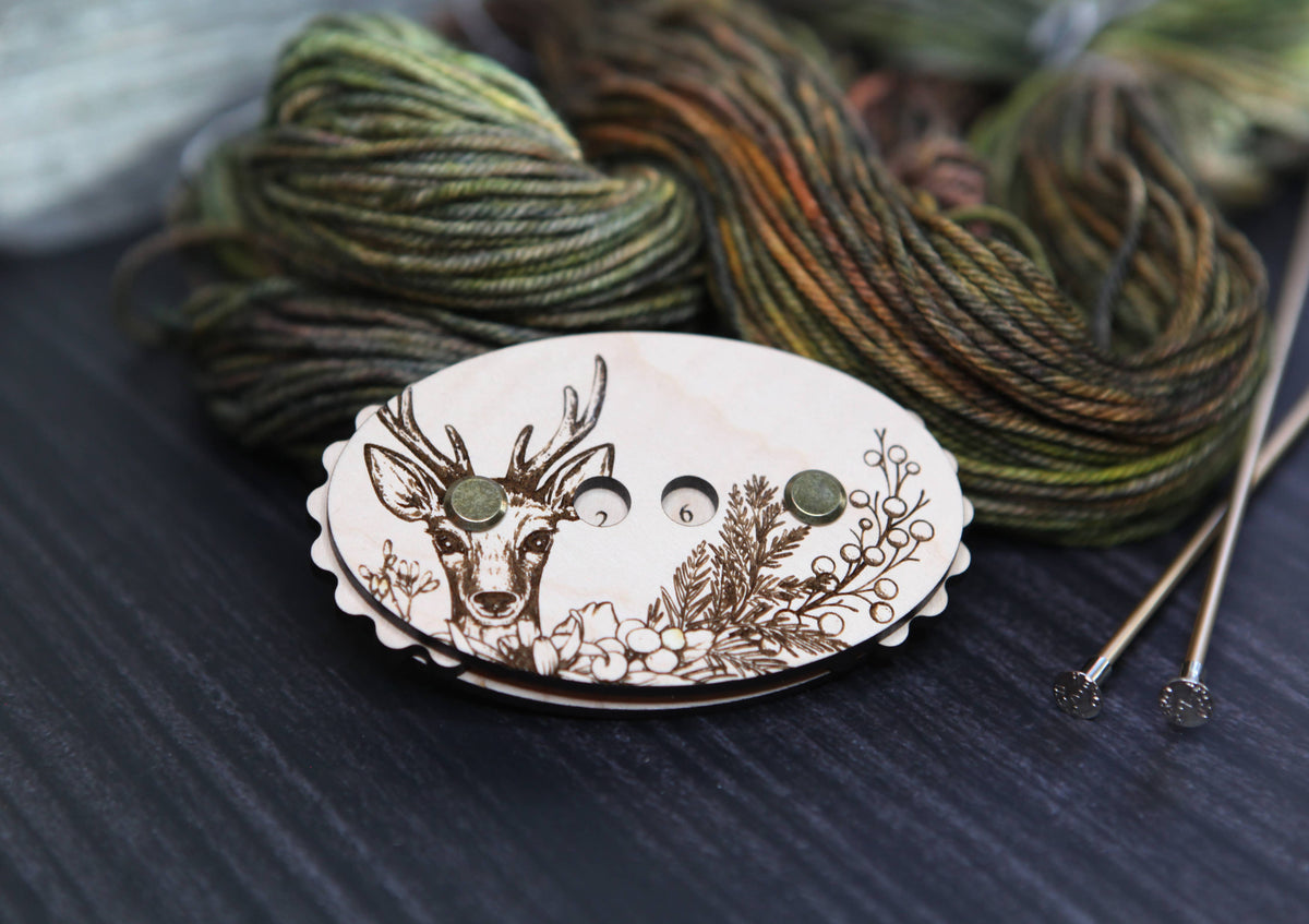 Deer in Forest Knitting and Crochet Row Counter by Sunrise Grove