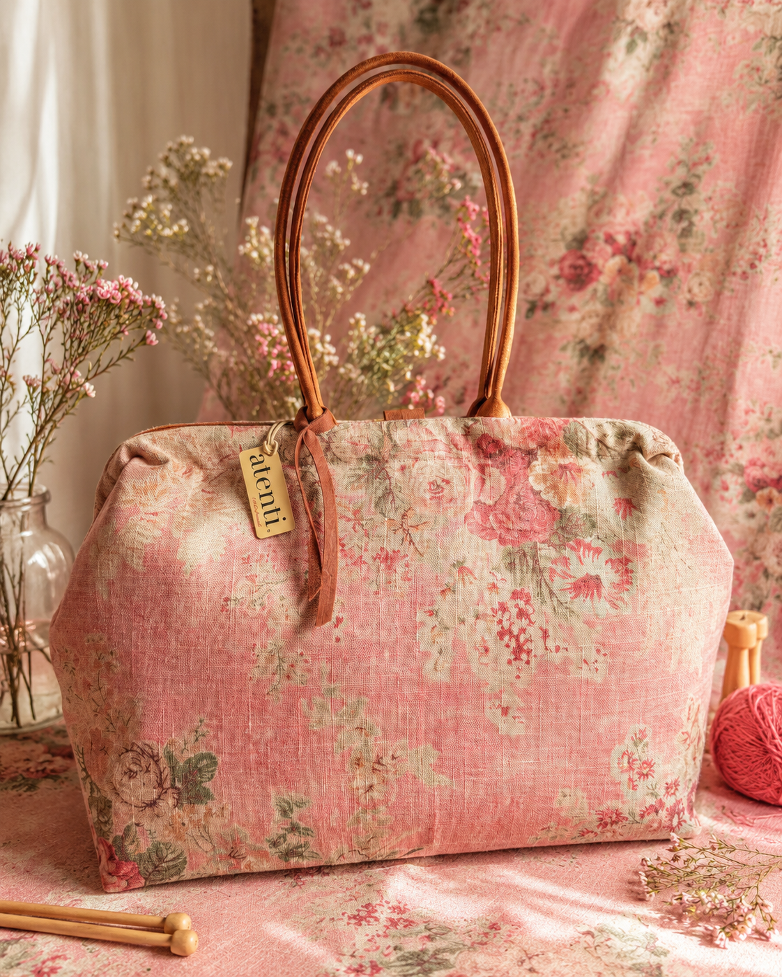 Rosewood Pioneer, Atenti USA Handmade, Floral Mary Poppins Snap Frame Bag
