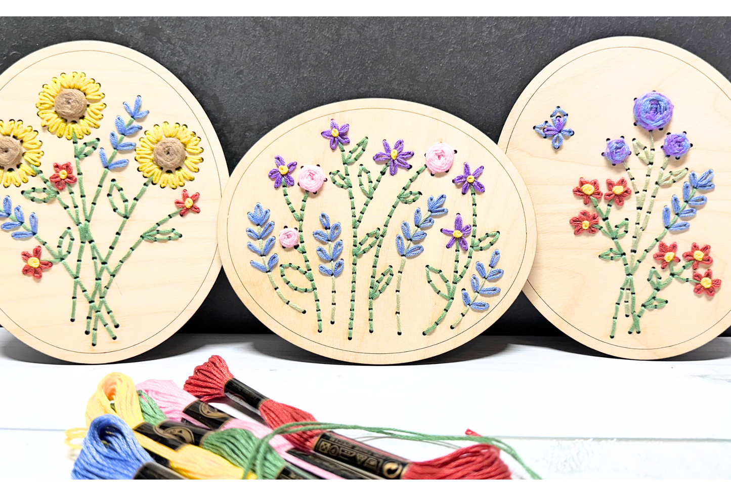 Floral Wood Hand Embroidery Kit
