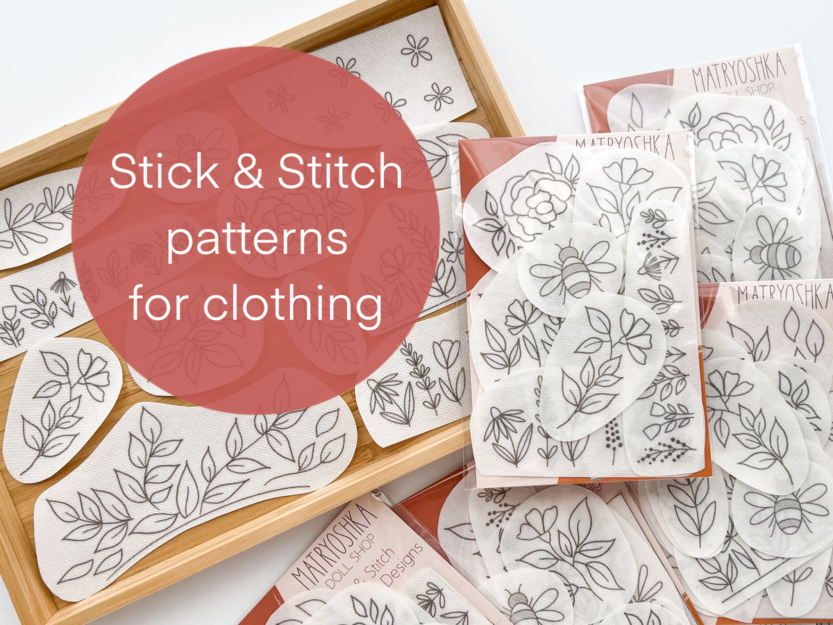 Stick & Stitch Floral embroidery patterns for clothing by Matryoshka Doll Shop