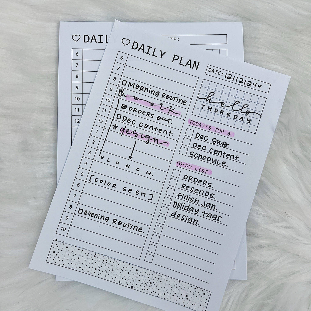 Bloc de notas adhesivas Daily Plans | Tamaño B6 (5 x 7 in, 13 x 18 cm) de The HoneyBShop