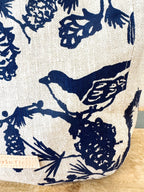 Pine Cone Heavy Linen Boho Tote Bag: Navy by Erin Flett