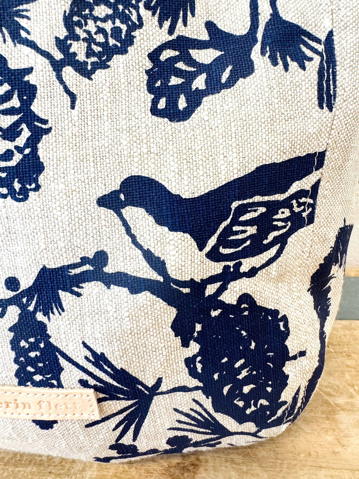 Pine Cone Heavy Linen Boho Tote Bag: Navy by Erin Flett