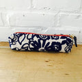 Navy Wild Garden Round Pencil Zipper Bag: Oatmeal Linen by Erin Flett