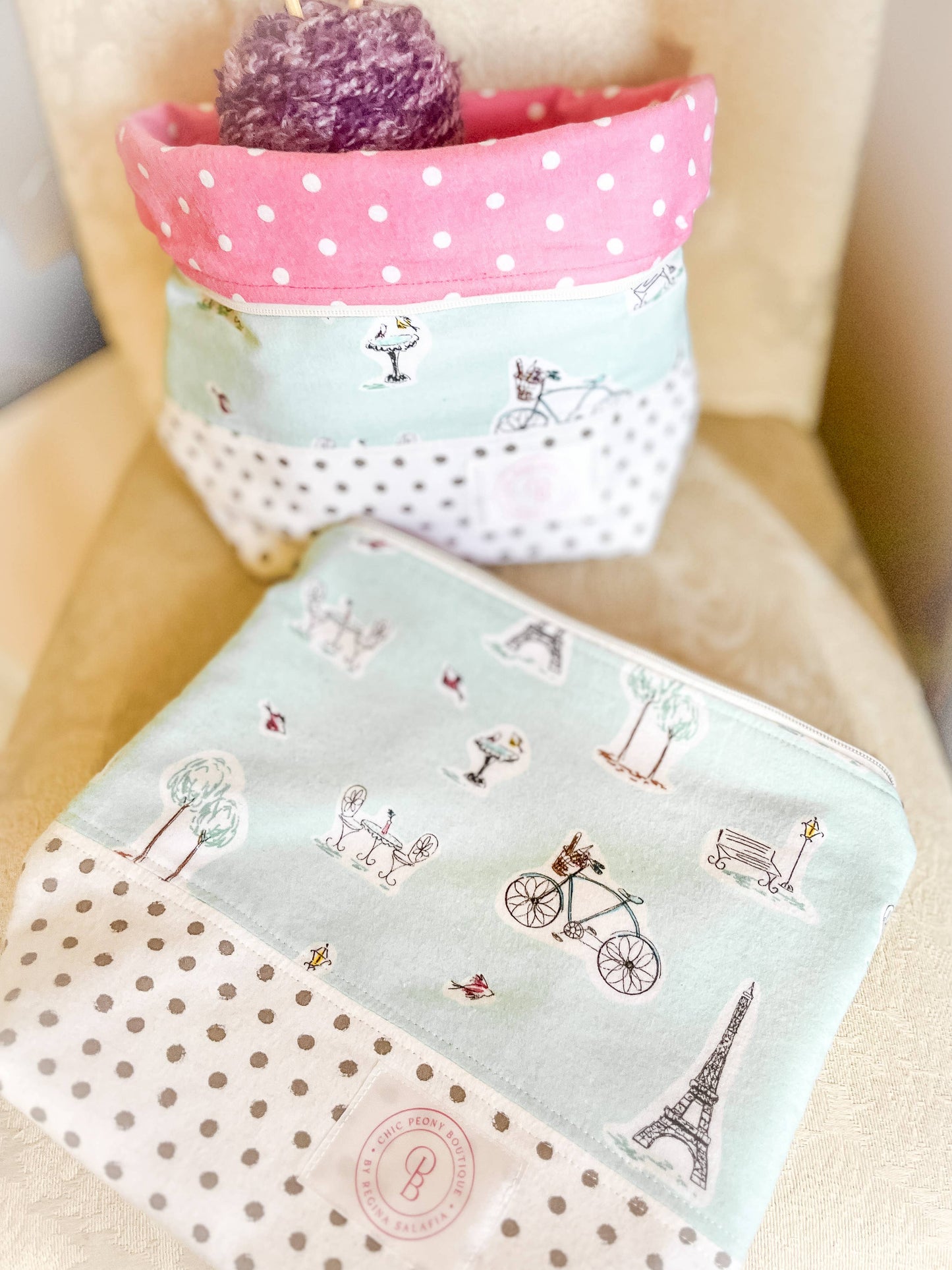 Paris Project Bag for Knitters/ Crocheters/Needle Pointers: Large