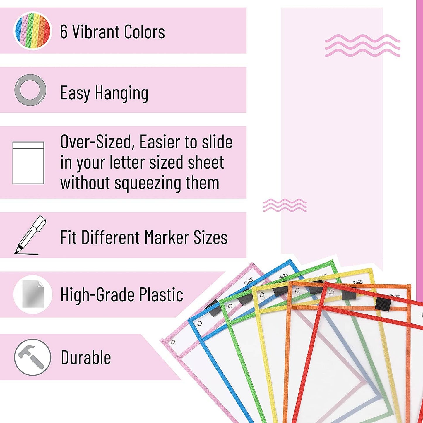 Colorful Dry Erase Pocket Sleeves - Multicolor