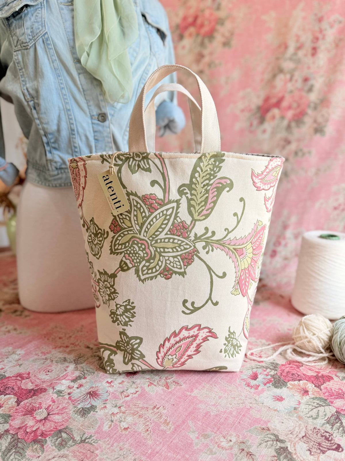 Rosalie Hope Basket – Handmade USA Floral Knitting & Crochet Tote by Atenti