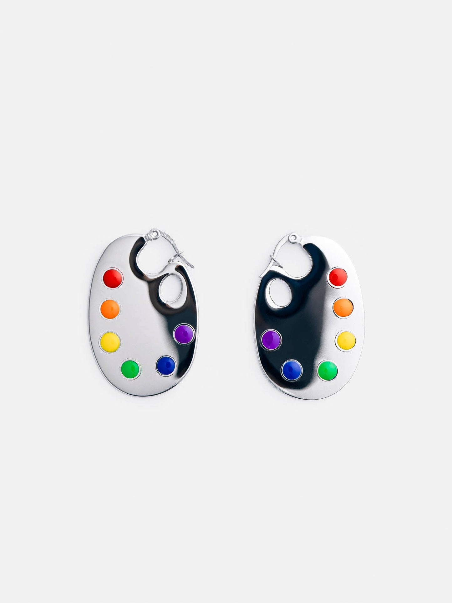 Paint Palette Earrings: Silver