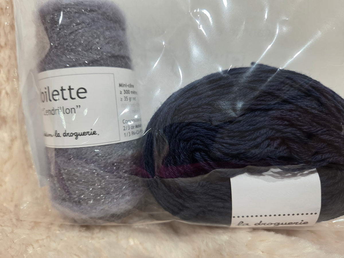 Petite Knit Sophie Scarf, Navy and Powder Blue Shimmer