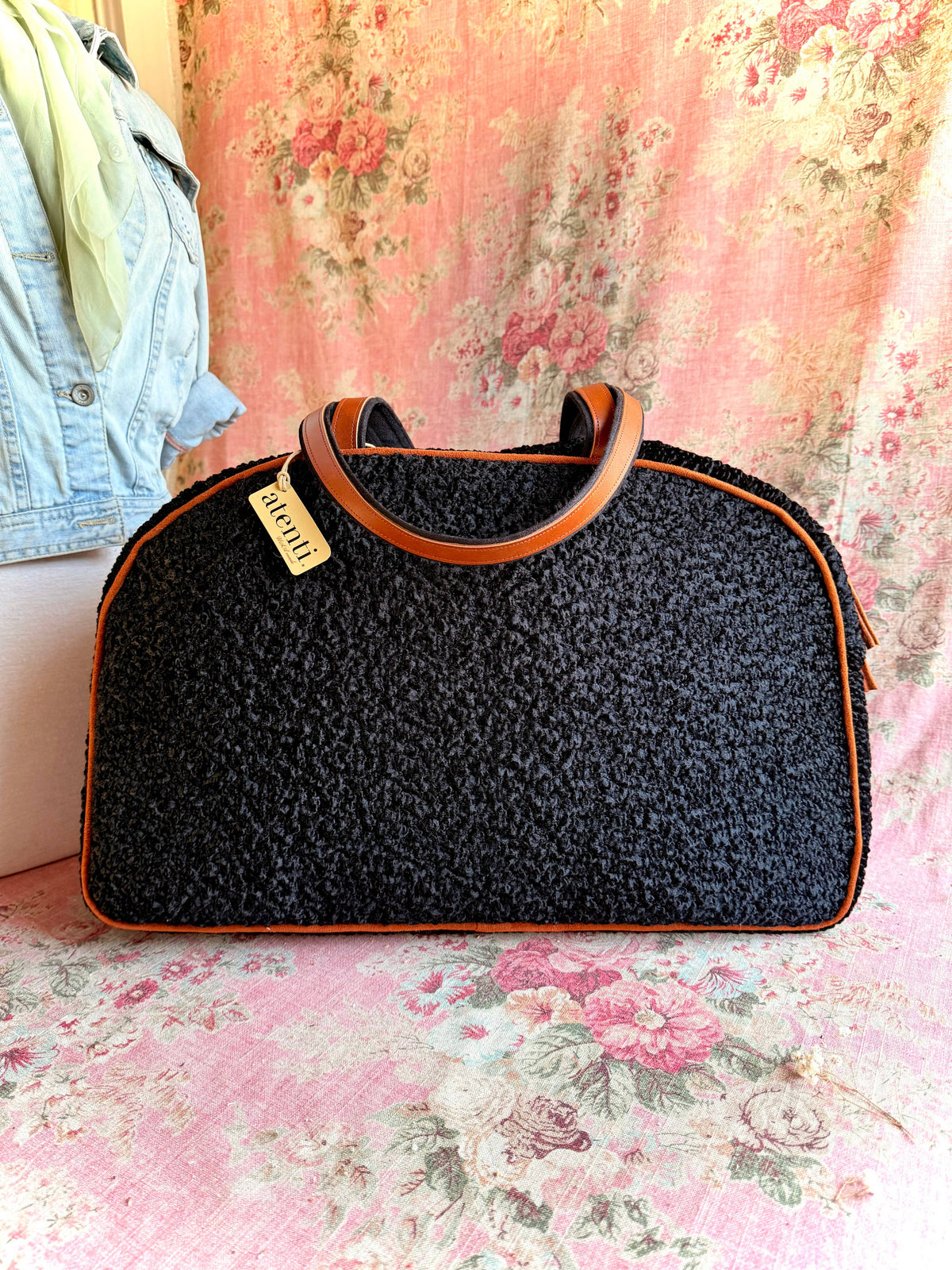 Bolsa de viaje Overnighter Weekender Persian Lamb de Atenti, hecha a mano en EE. UU.