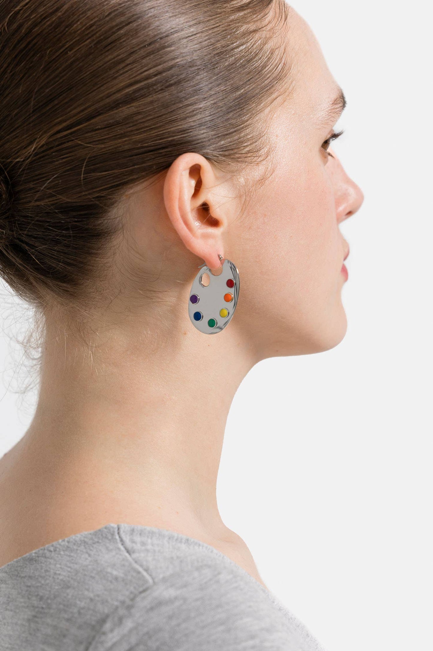 Paint Palette Earrings: Silver