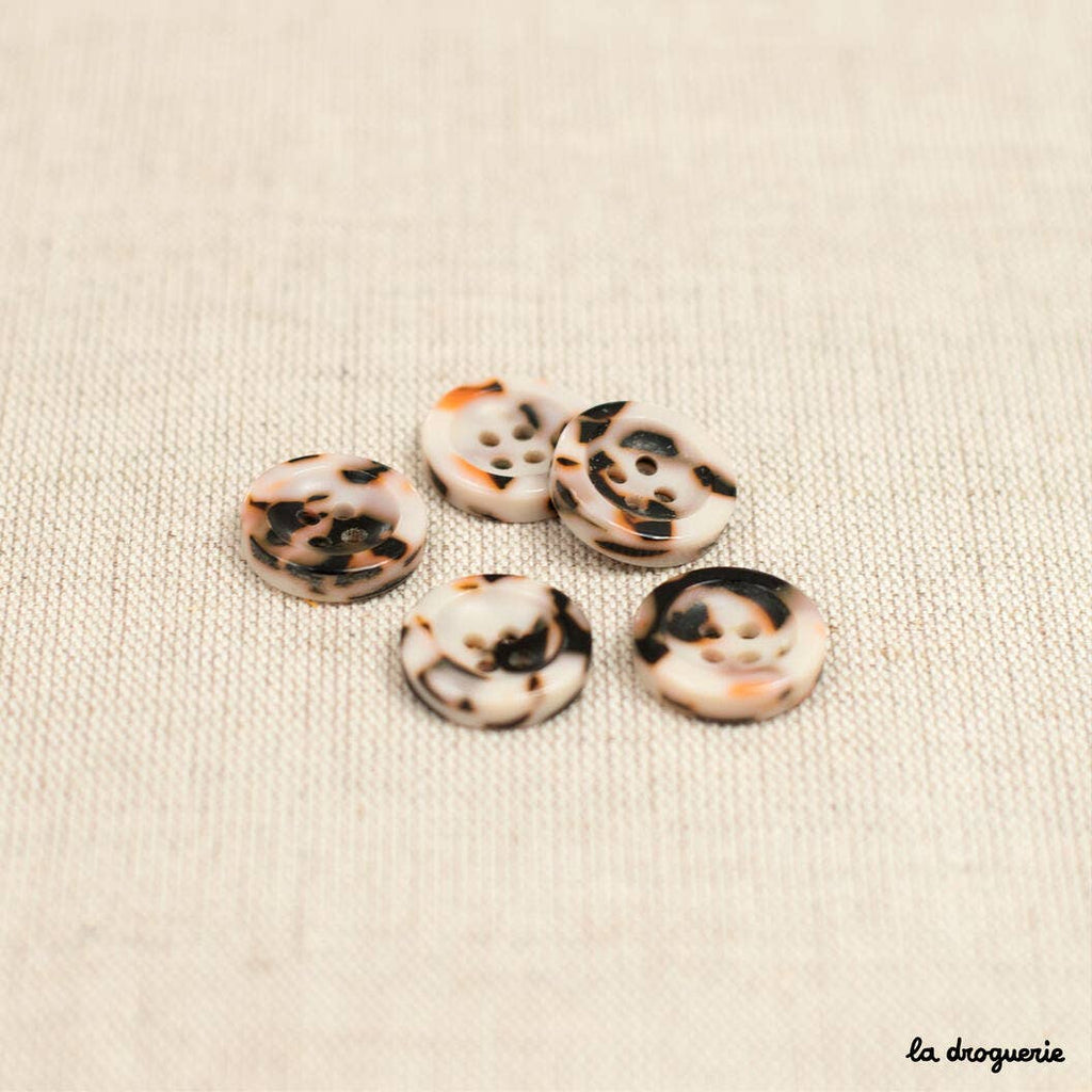 Botón Cheetah con borde, 4 agujeros, 18 mm, de LA DROGUERIE