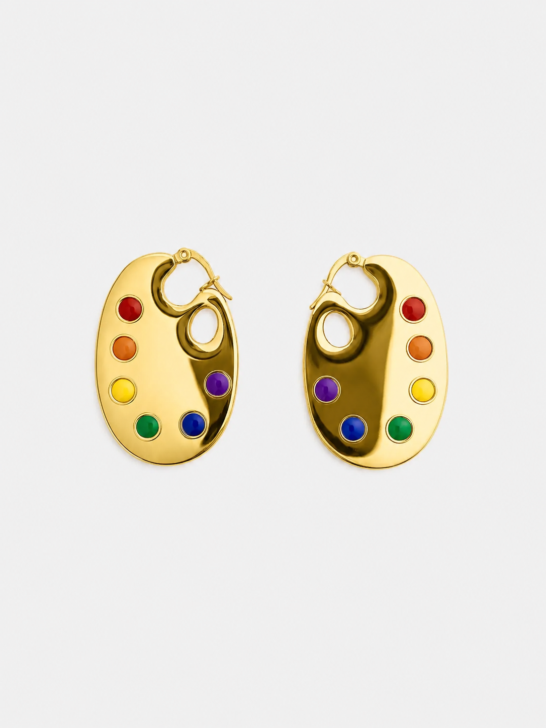 Paint Palette Earrings: Silver
