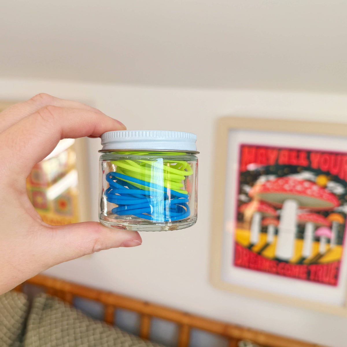 Knitting Stitch Saver Cords: Yellow & Pink by Knit & Gather
