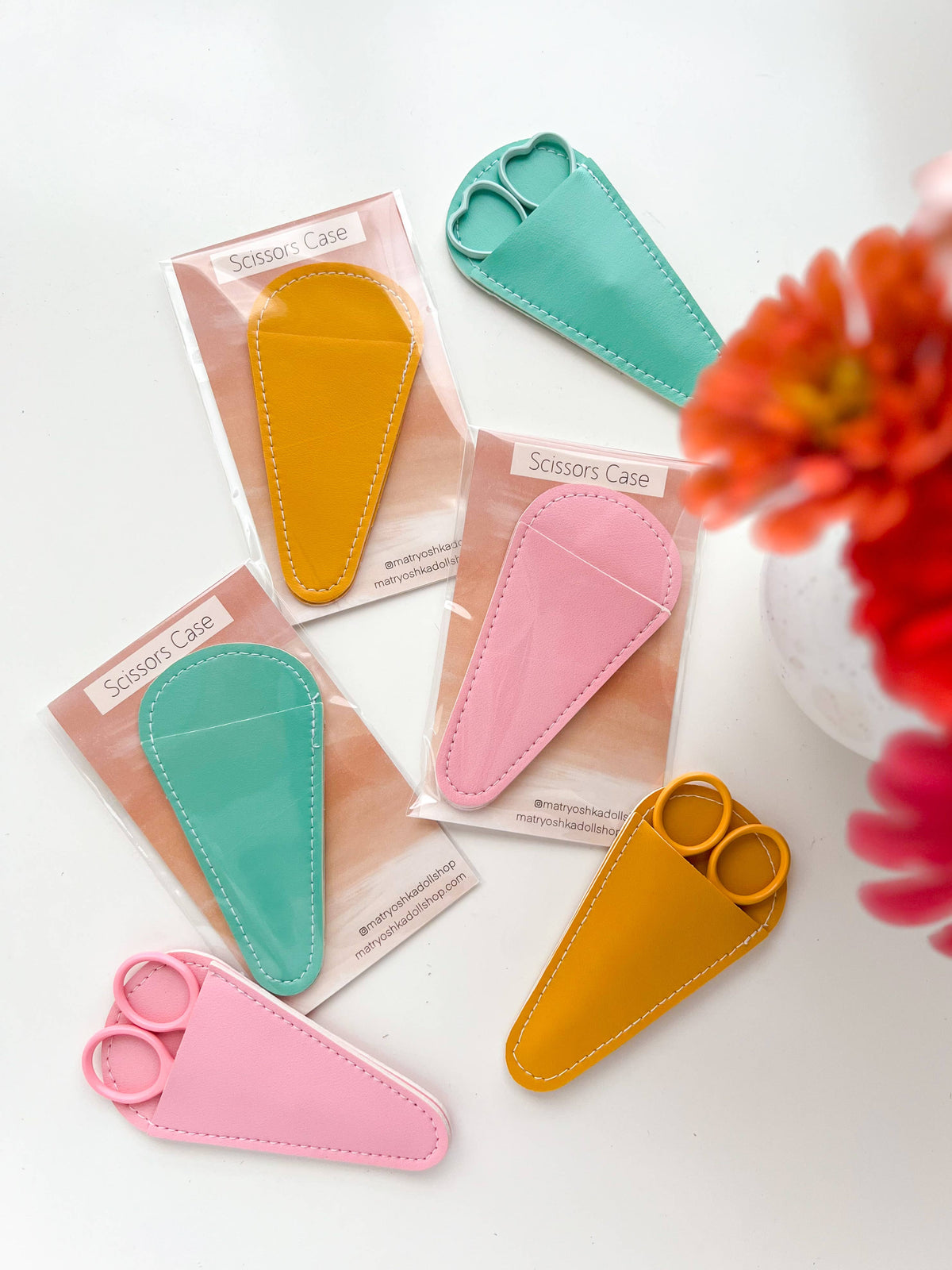 Fundas para tijeras, estuche pequeño para tijeras, funda de cuero de Matryoshka Doll Shop