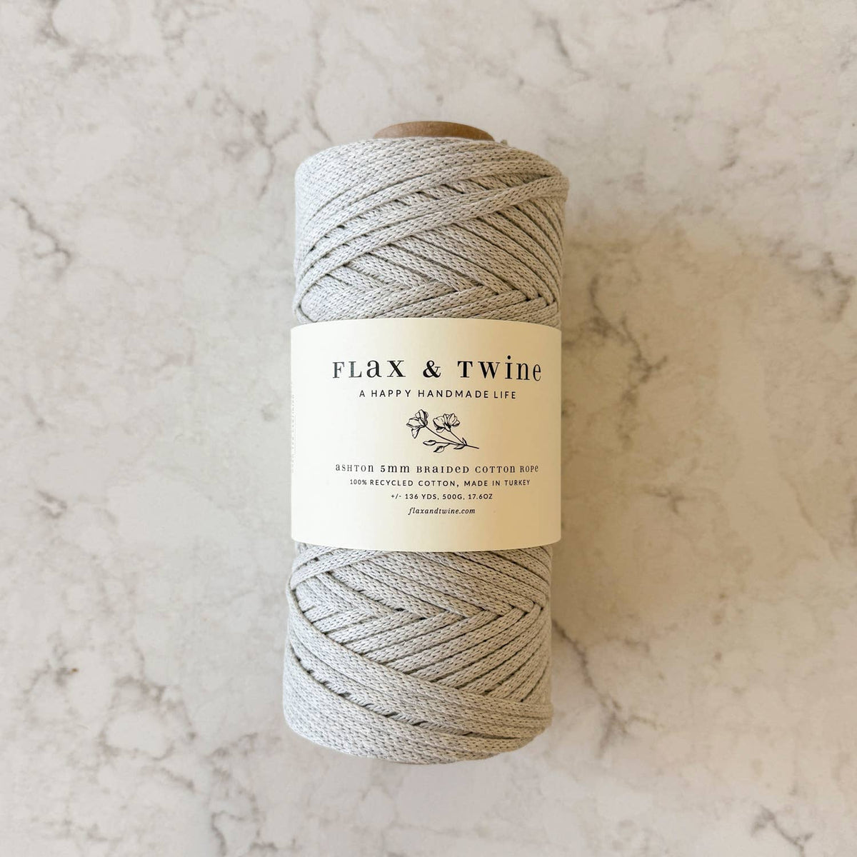 Cuerda trenzada de algodón Ashton de 5 mm de Flax & Twine