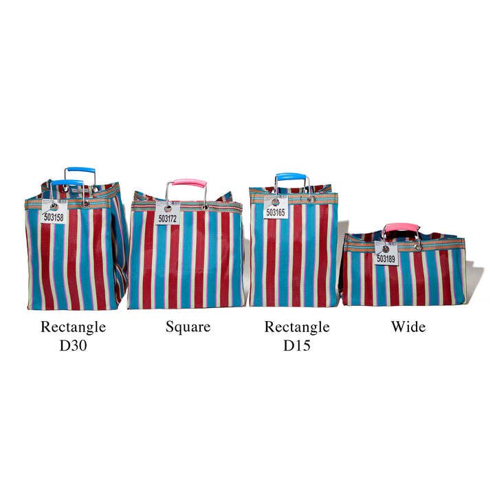 RECYCLED PLASTIC STRIPE BAG - Rectangle D15: Red x Blue