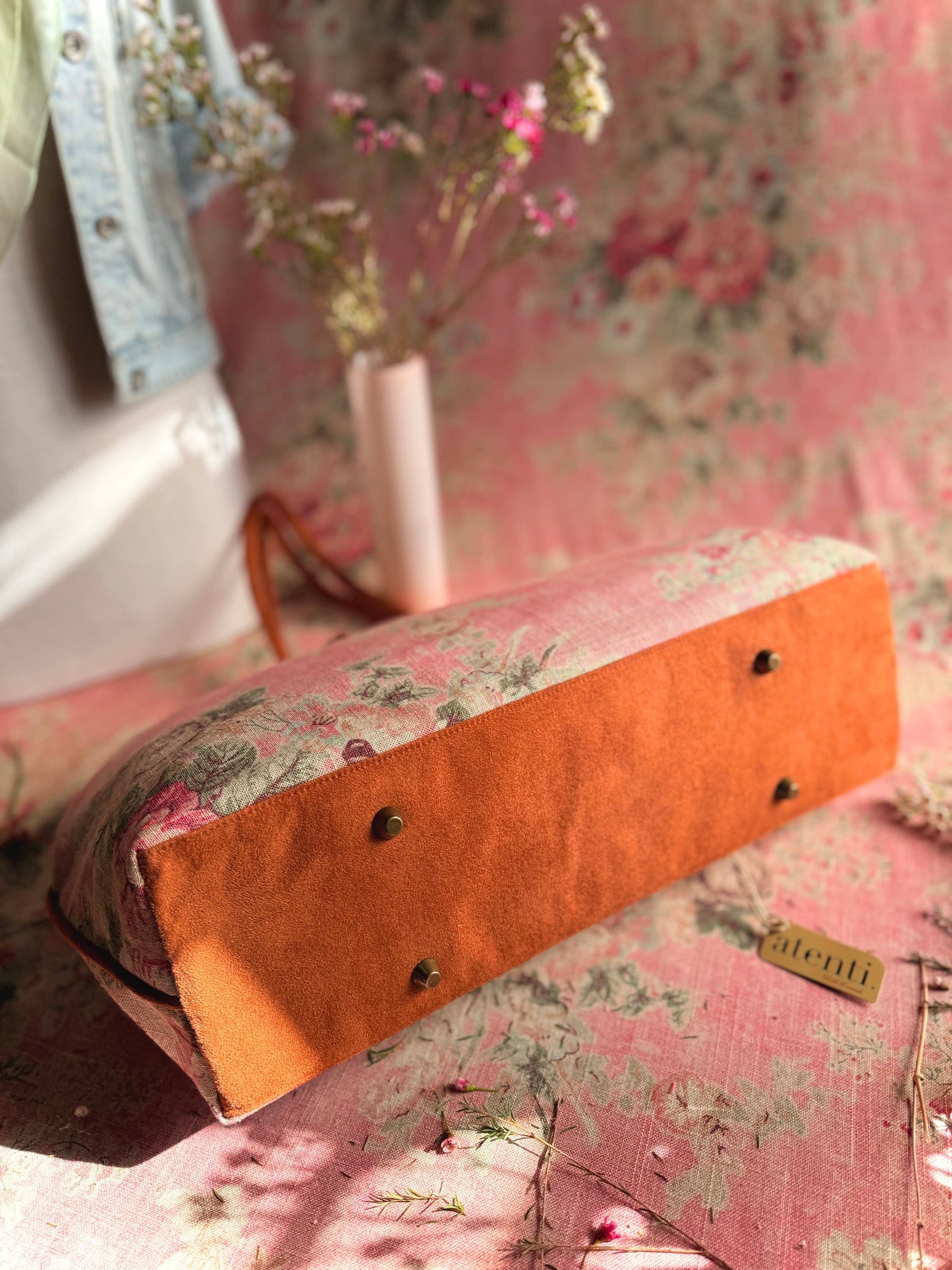 Rosewood Pioneer, Atenti USA Handmade, Floral Mary Poppins Snap Frame Bag