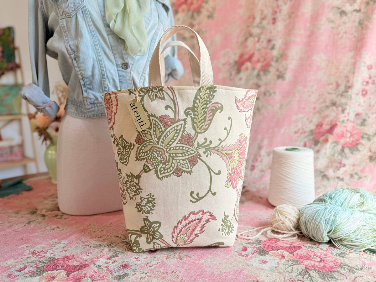 Rosalie Hope Basket – Handmade USA Floral Knitting & Crochet Tote by Atenti