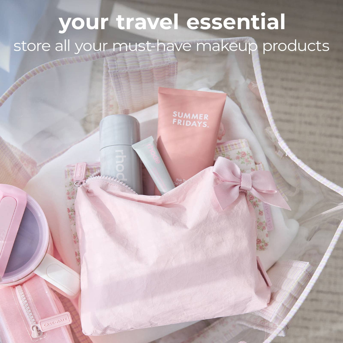 Cosmetiquera Crinkle Ballet Pink Bow de Case-Mate