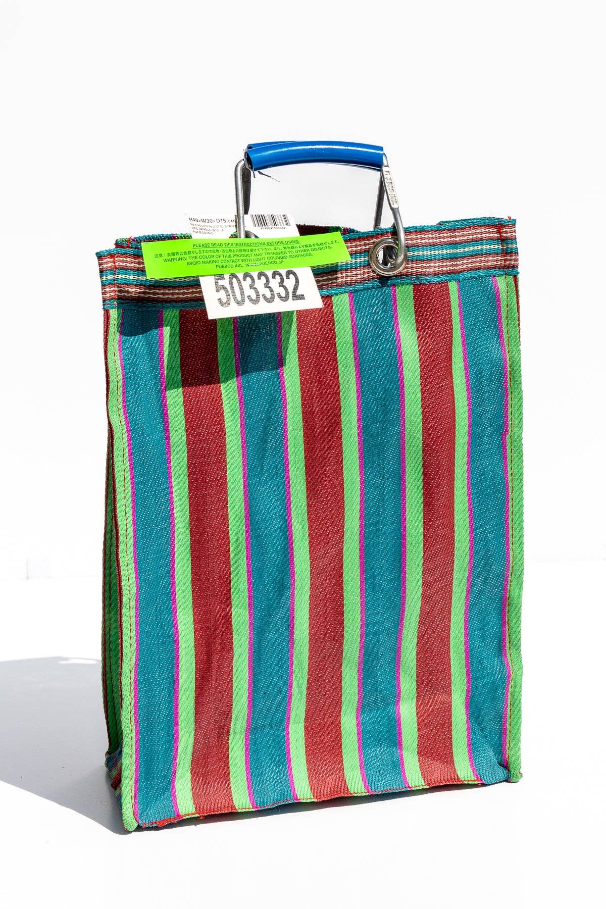RECYCLED PLASTIC STRIPE BAG - Rectangle D15: Orange x Pink